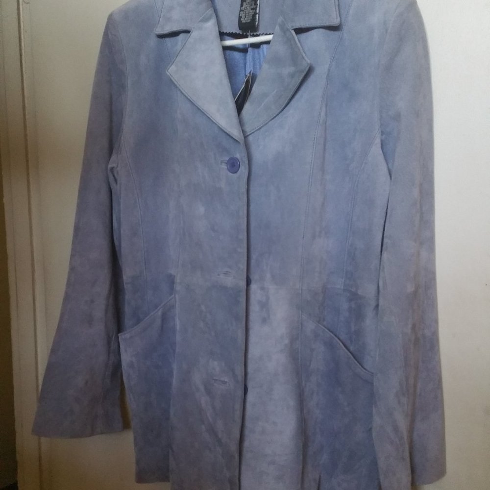 Women's Vintage Washable Lt. Periwinkle Suede Jacket- M